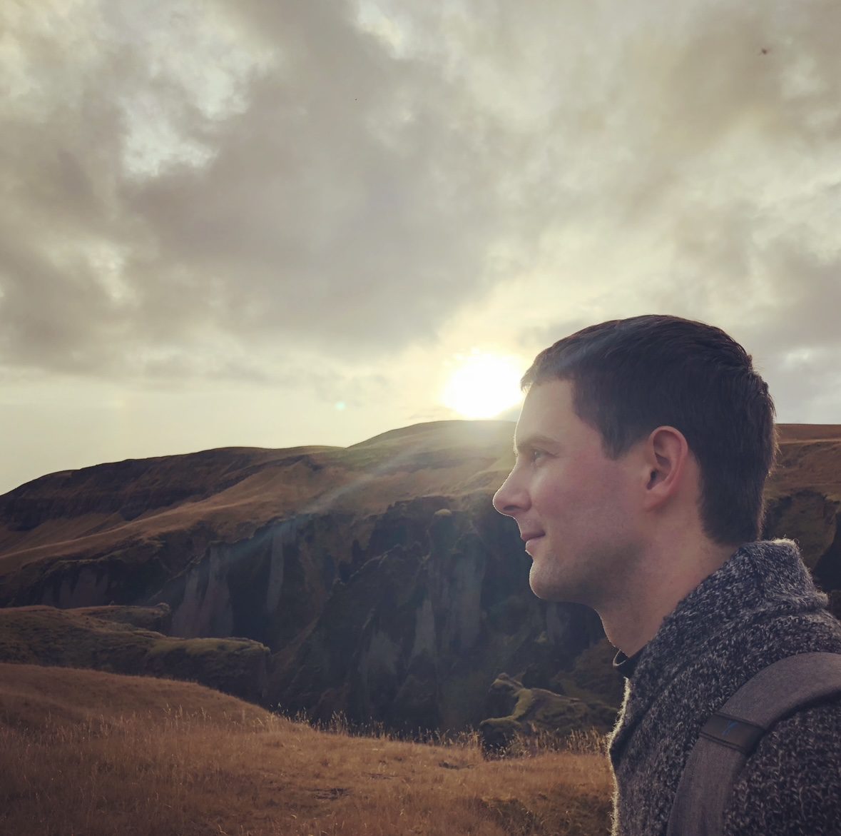 Tom hiking in Iceland
